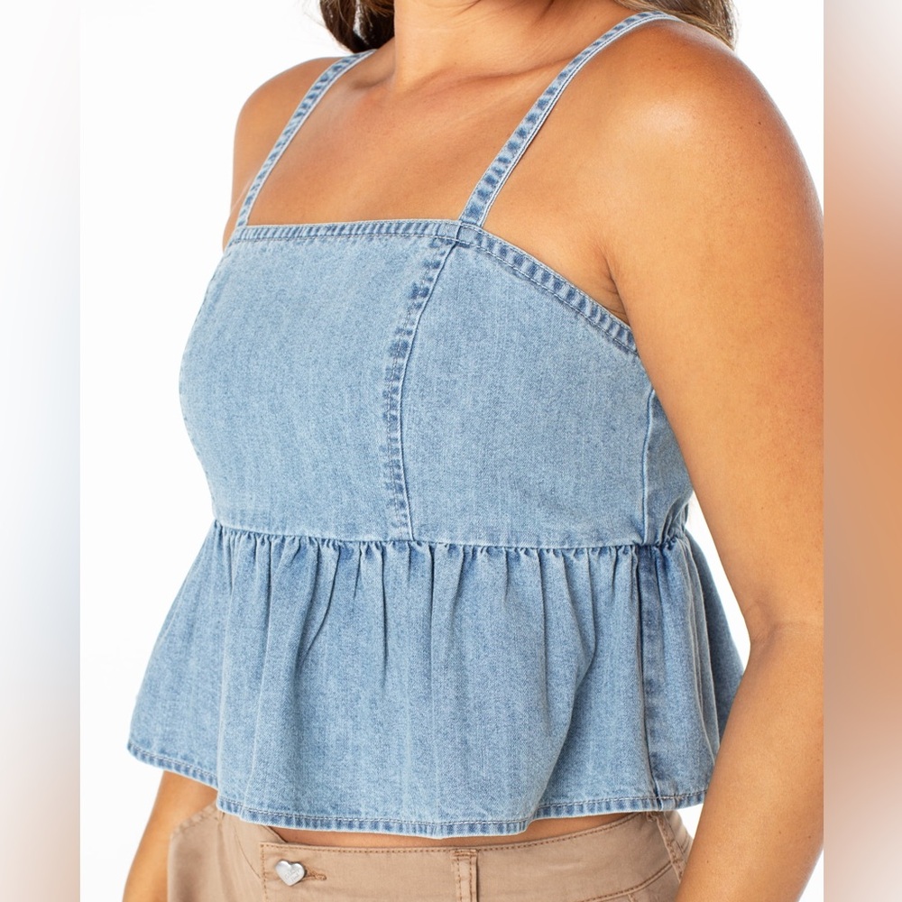 Celebrity Pink Light Blue Denim Top